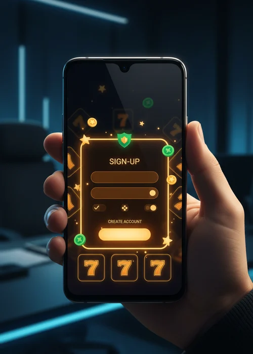 Bildschirmdarstellung des Registrierungsprozesses bei Karma Casino, mit grünen Häkchen für erledigte Schritte und dem Logo des Casinos.